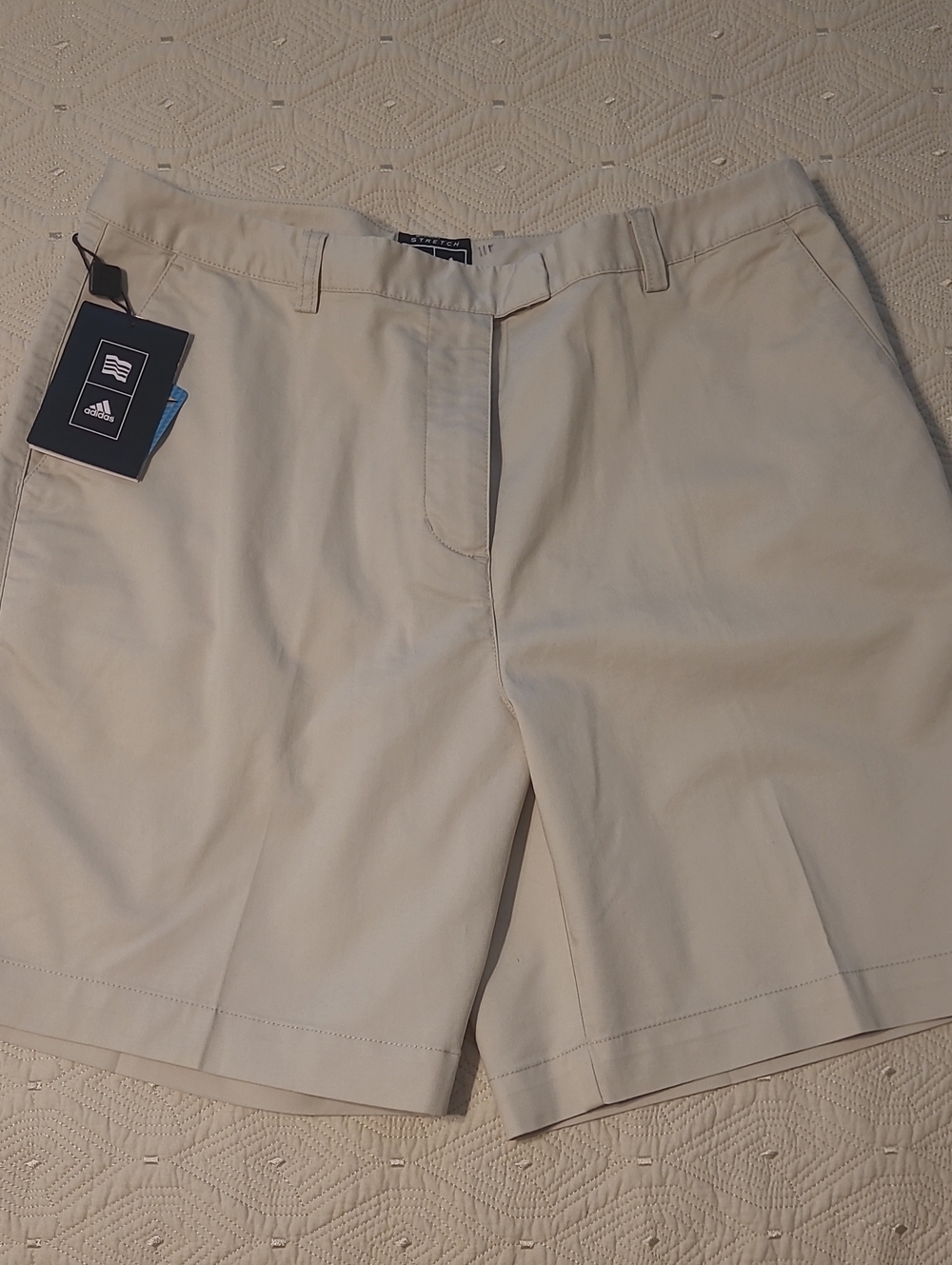 adidas Women’s Light Beige Flat-Front Shorts Size 14